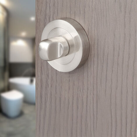 Ouvre&Déco – 2 rosaces de poignée de porte rondes à visser LIMBUS verrou condamnation, Zamak nickel mat