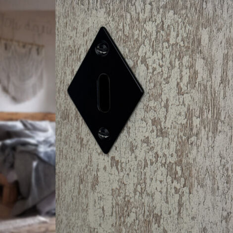Ouvre&Déco – 2 rosaces de poignée de porte losanges Ellix entrée de clé, Fer noir