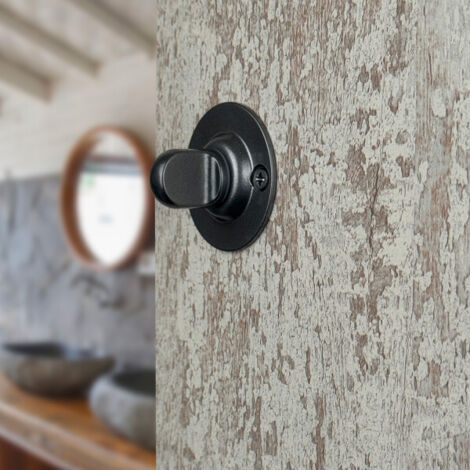 Ouvre&Déco – 2 rosaces de poignée de porte rondes Siena verrou condamnation, Acier aspect fer patiné