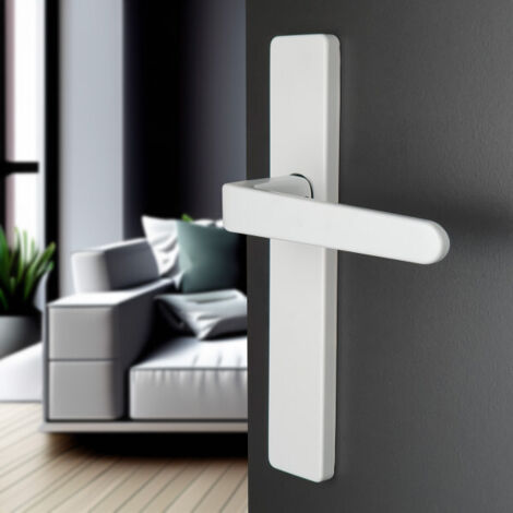 Ouvre&Déco – 2 poignées universelles DUALFIT sur plaque carrée CELIO sans trou, Aluminium laqué blanc mat bi-entraxe 165-195