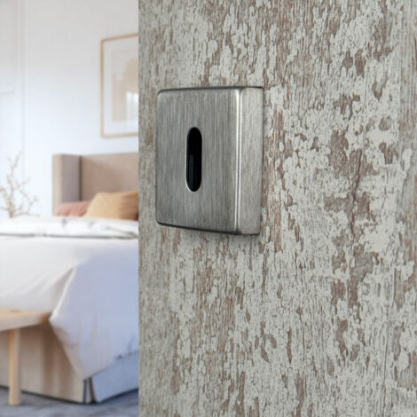Ouvre&Déco – 2 rosaces de poignée de porte carrées Mira entrée de clé, Aluminium nickel mat