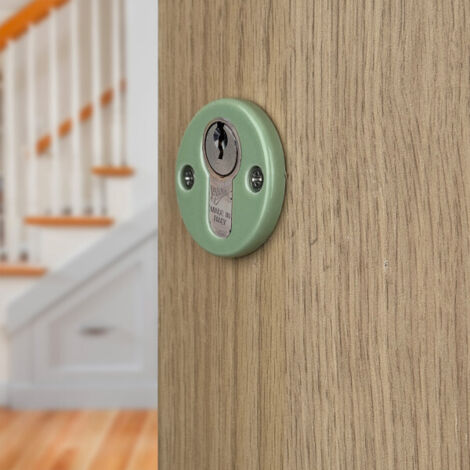 Ouvre&Déco – 2 rosaces de poignée de porte rondes LIZON trou de cylindre, Porcelaine vert