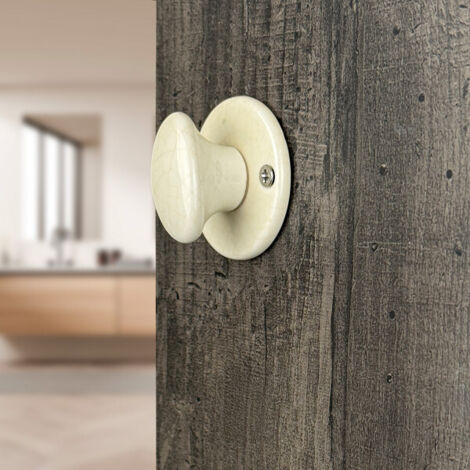 Ouvre&Déco – 2 rosaces de poignée de porte rondes LIZON verrou condamnation, Porcelaine beige craquelé