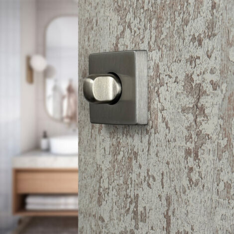 Ouvre&Déco – 2 rosaces de poignée de porte carrées Mira verrou condamnation, Aluminium nickel mat