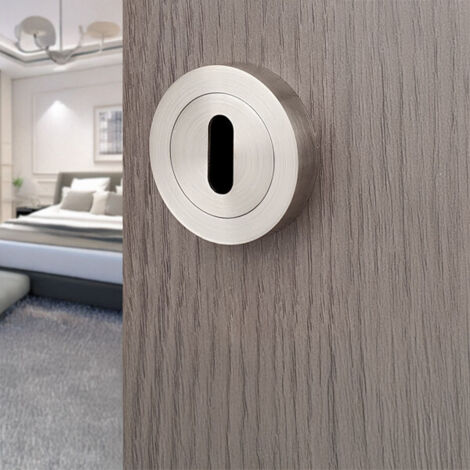 Ouvre&Déco – 2 rosaces de poignée de porte rondes à visser LIMBUS entrée de clé, Zamak nickel mat