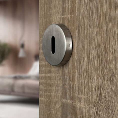 Ouvre&Déco – 2 rosaces de poignée de porte rondes Linéa entrée de clé, Inox 304 mat