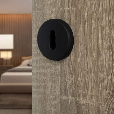 Ouvre&Déco – 2 rosaces de poignée de porte rondes MIRA entrée de clé, Aluminium noir mat