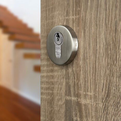 Ouvre&Déco – 2 rosaces de poignée de porte rondes Linéa trou de cylindre, Inox 304 mat