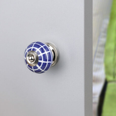 Ouvre&Déco – Bouton de meuble NAVAL, Porcelaine bleu/blanc Ø40 mm