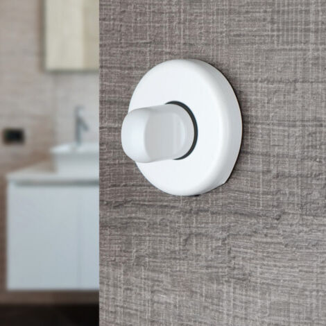 Ouvre&Déco – 2 rosaces de poignée de porte rondes MIRA verrou condamnation, Aluminium Blanc mat