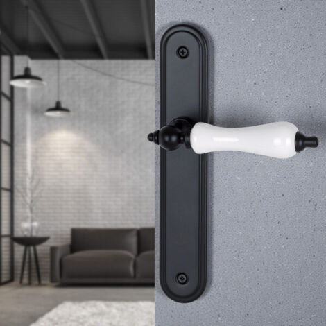 Ouvre&Déco – 2 poignées de porte BELLEVILLE sans trou, béquille Porcelaine blanc entraxe 195 mm