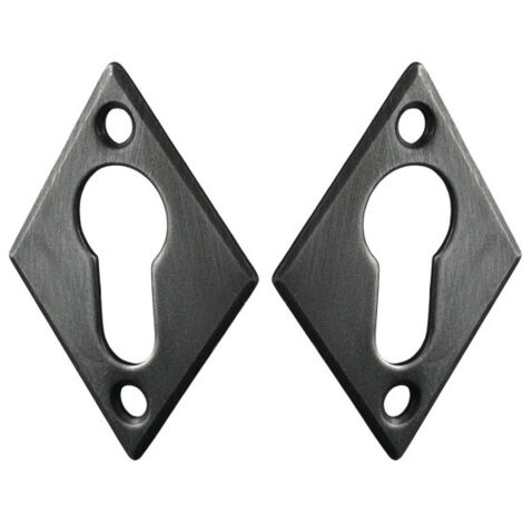 Ouvre&Déco – 2 rosaces de poignée de porte losanges Ellix trou de cylindre, Fer aspect patiné