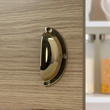 Ouvre&Déco – Poignée de meuble COQUILLE, laiton poli entraxe 32 mm