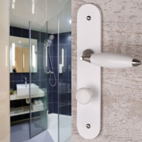 Ouvre&Déco – 2 poignées de porte ATHENA verrou Condamnation, Bois blanc entraxe 195 mm