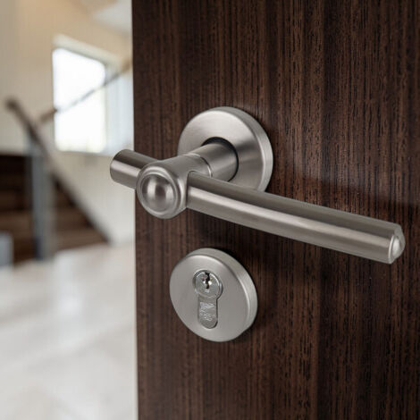Ouvre&Déco – 2 poignées de porte GLOBO, Rosace ronde, Industriel et atelier, Inox 304 mat