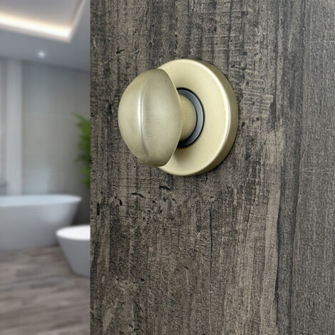 Ouvre&Déco – 2 rosaces de poignée de porte rondes ROSA verrou condamnation, Aluminium aspect doré