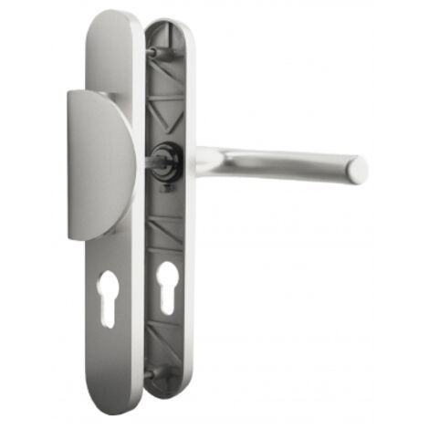 Ouvre&Déco – Poignée de porte palière en Aluminium anodisé argent sur plaque Clé I entraxe 195 mm, PALIERE