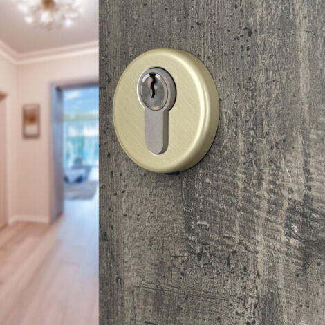 Ouvre&Déco – 2 rosaces de poignée de porte rondes ROSA trou de cylindre, Aluminium aspect doré