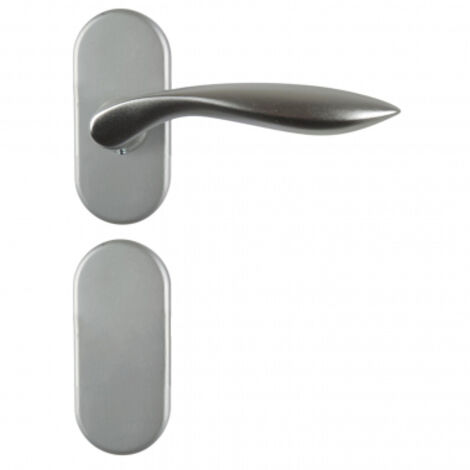Ouvre&Déco – 2 poignées de porte design en Aluminium anodisé inox mat velouté sur rosace ovale 6232 Aveugle, DETROIT