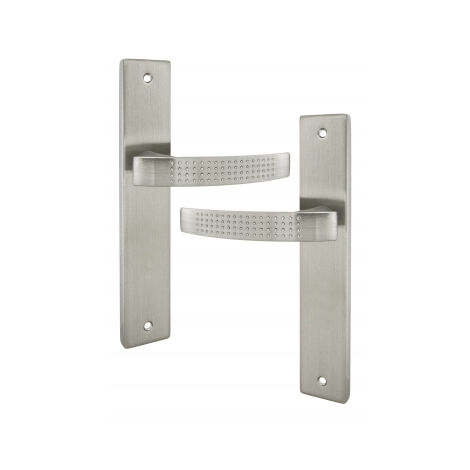 Ouvre&Déco – 2 poignées de porte LILOU sans trou,zamak nickel mat entraxe 195 mm
