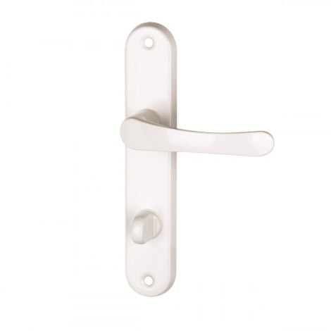 Ouvre&Déco - 2 poignées de porte CHAMROUSSE verrou condamnation, aluminium blanc entraxe 195 mm