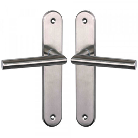 Ouvre&Déco - 2 poignées de porte DEDALE entrée de clé, aluminium inox entraxe 195 mm
