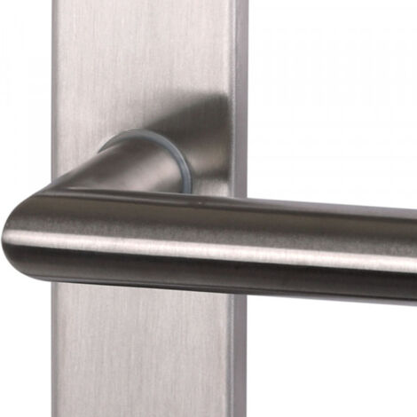 Ouvre&Déco - 2 poignées de porte DEDALE entrée de clé, aluminium inox entraxe 195 mm