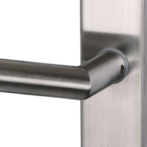 Ouvre&Déco - 2 poignées de porte DEDALE entrée de clé, aluminium inox entraxe 195 mm