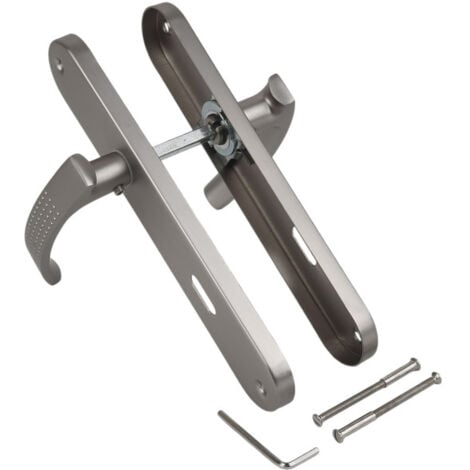 Ouvre&Déco - 2 poignées de porte AUDACE entrée de clé, aluminium nickel mat entraxe 195 mm