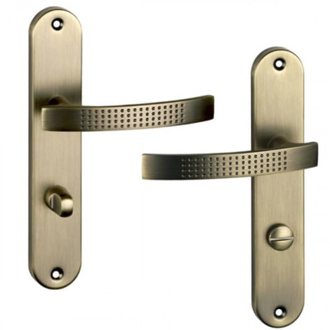 Ouvre&Déco - 2 poignées de porte AUDACE verrou condamnation, aluminium canon de fusil entraxe  mm