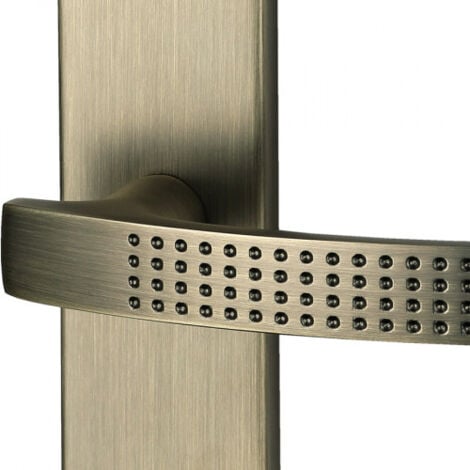 Ouvre&Déco - 2 poignées de porte AUDACE verrou condamnation, aluminium canon de fusil entraxe  mm