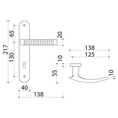 Ouvre&Déco - 2 poignées de porte AUDACE verrou condamnation, aluminium canon de fusil entraxe  mm