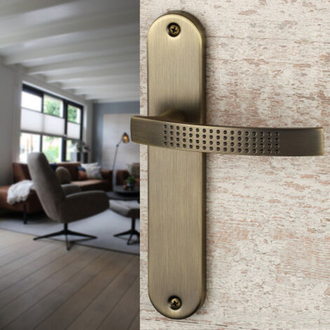 Ouvre&Déco – Poignée de porte AUDACE – Aluminium canon de fusil – Entraxe 195 mm – Mécanisme bec de cane – Lot de 2 poignées sur plaque
