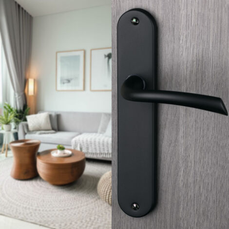 Ouvre&Déco – Poignées de porte Rhapsodie sans trou – Zamak noir mat – Entraxe 195 mm – Pour portes intérieures élégantes