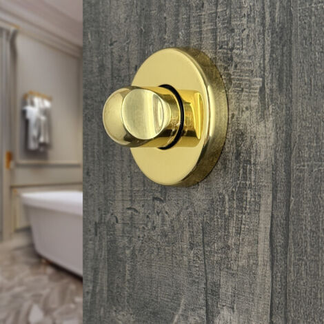 Ouvre&Déco – Lot de 2 rosaces de poignée de porte Ø50mm lisse – Laiton poli – Fonction condamnation/décondamnation – Accessoires inclus