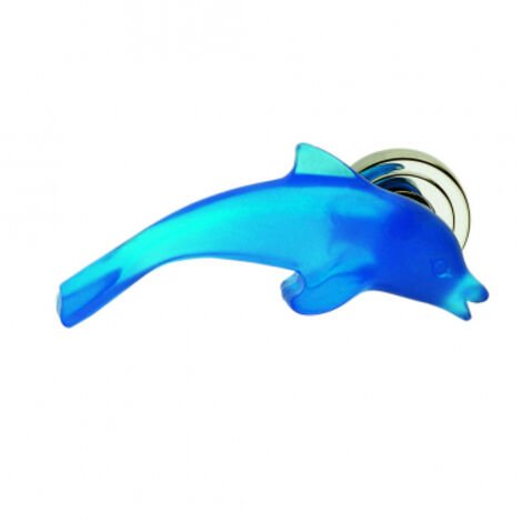 Ouvre&Déco – Poignée de porte d'intérieur sur rosace DAUPHIN gauche – Translucide bleu – Laiton et nylon – Pour épaisseur de porte 36 à 52 mm