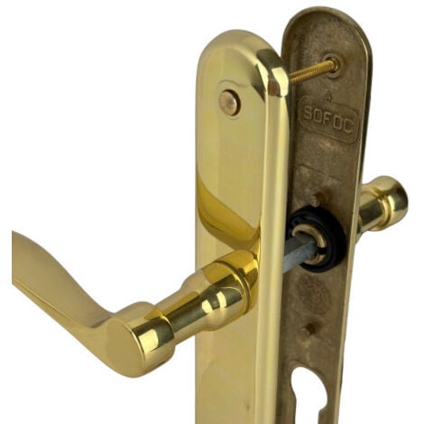 Ouvre&Déco - 2 poignées de porte AGATHE cylindre, laiton poli entraxe 195 mm