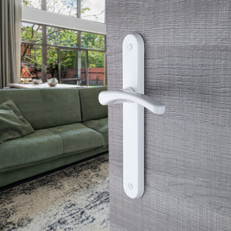 Ouvre&Déco – Poignées de porte EVA sans trou – Aluminium blanc – Entraxe 195 mm – Installation facile – Pour portes 35 à 40 mm d'épaisseur
