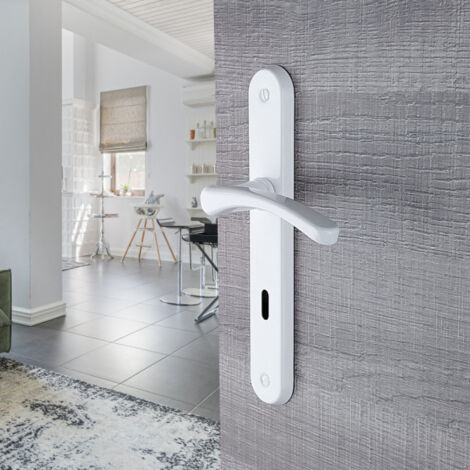 Ouvre&Déco – Poignée de porte d'entrée à cylindre – Aluminium blanc – Entraxe 195 mm – Installation facile pour portes 35 à 40 mm d'épaisseur