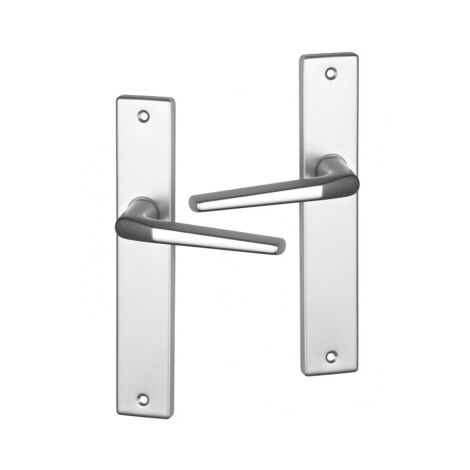 Ouvre&Déco – Poignées de porte MORZINE sans trou – Aluminium finition anodisée argent F1 – Entraxe 195 mm – Pour épaisseur de porte 35 à 40 mm