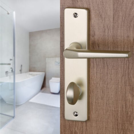 Ouvre&Déco - 2 poignées de porte CHAMONIX verrou condamnation, aluminium F2 entraxe 165 mm