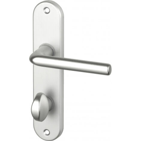Ouvre&Déco – Ensemble de 2 poignées de porte avec plaque de condamnation – Aluminium anodisé argent – Entraxe 165 mm – Compatible pour portes de 36 à 44 mm - COURCHEVEL