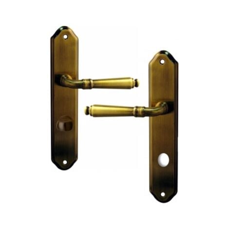 Ouvre&Déco - 2 poignées de porte CEVENNES verrou condamnation, zamak patiné 195 mm