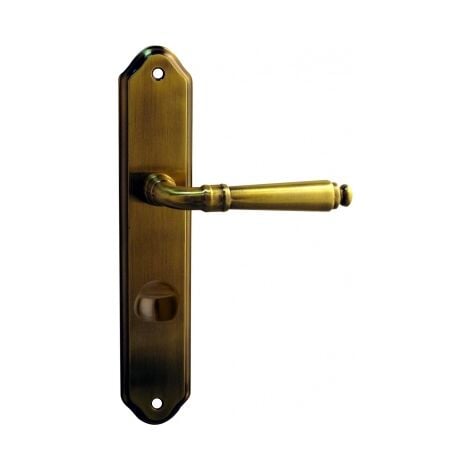 Ouvre&Déco - 2 poignées de porte CEVENNES verrou condamnation, zamak patiné 195 mm