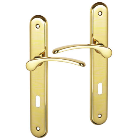 Ouvre&Déco - 2 poignées de porte EVA entrée de clé, laiton poli entraxe 195 mm