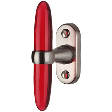 Ouvre&Déco – Poignée de fenêtre crémone Acier nickel mat et acrylique rouge, ARC-EN-CIEL
