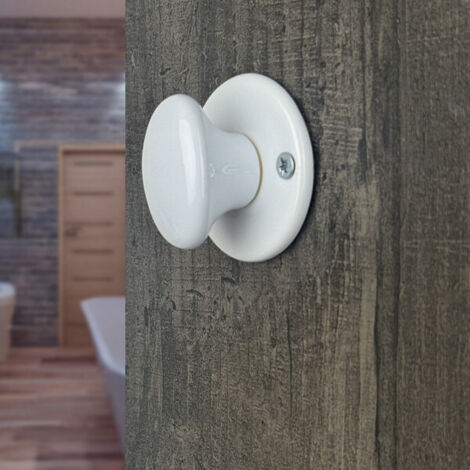 Ouvre&Déco – 2 rosaces de poignée de porte rondes JANELLE verrou de condamnation, Porcelaine blanc