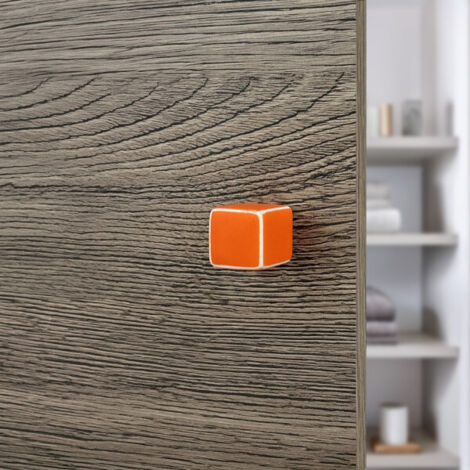 Ouvre&Déco – Bouton de meuble CHAMALLOW, céramique orange de couleurs 22x22 mm (1/5)