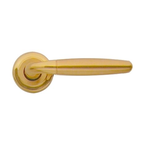 Ouvre&Déco – Poignée de porte intérieure laiton poli brillant sur rosace ronde Clé L – Diamètre rosace 50mm – Saillie 37mm – Épaisseur 35-40mm