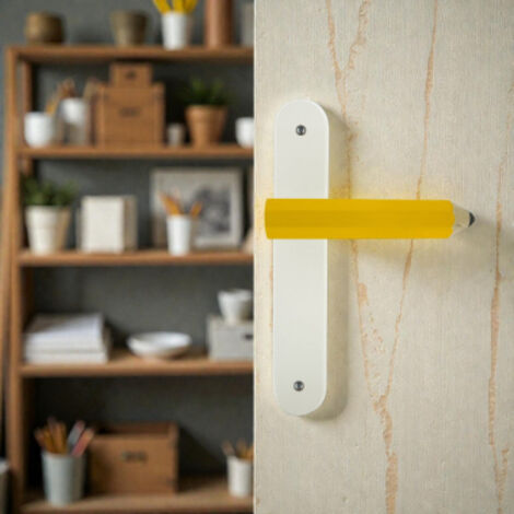 Ouvre&Déco – 1 poignée seule de porte en Bois jaune CRAYON HEXA, style Arty Fantaisie